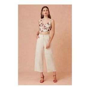 KEEPSAKE the Label Floral V-Neck Cropped Tank in Ivory and Red